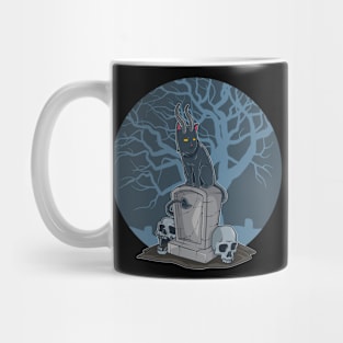 Demon cat in the cemetery - Gothic Mug